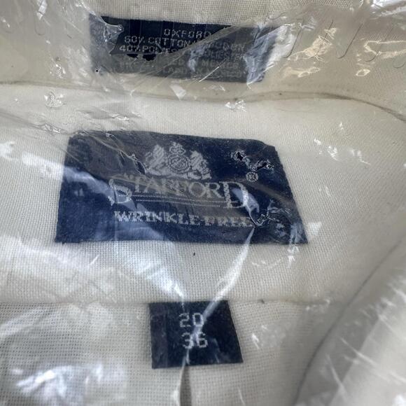 VTG Stafford Shirt Mens 3XL Off White Ivory Long Sleeve Oxford NIP JCPenny - Picture 2 of 2